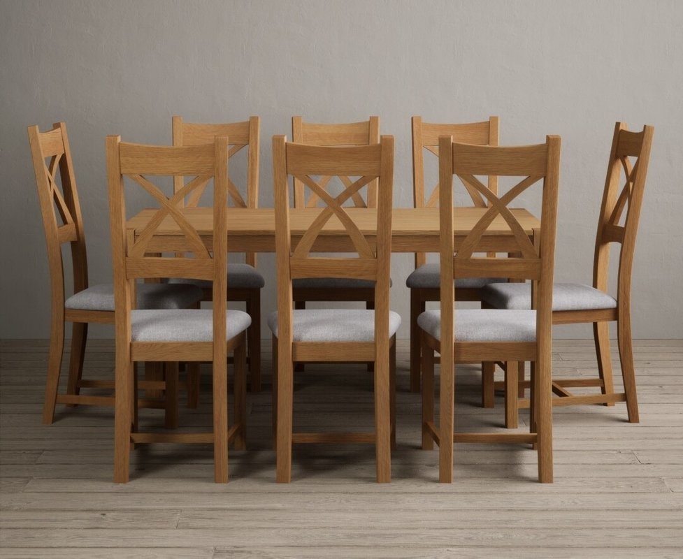 Photo 1 of York 150cm solid oak dining table with 6 light grey natural solid oak chairs Photo 1 of York 150cm solid oak dining table with 6 light grey natural solid oak chairs