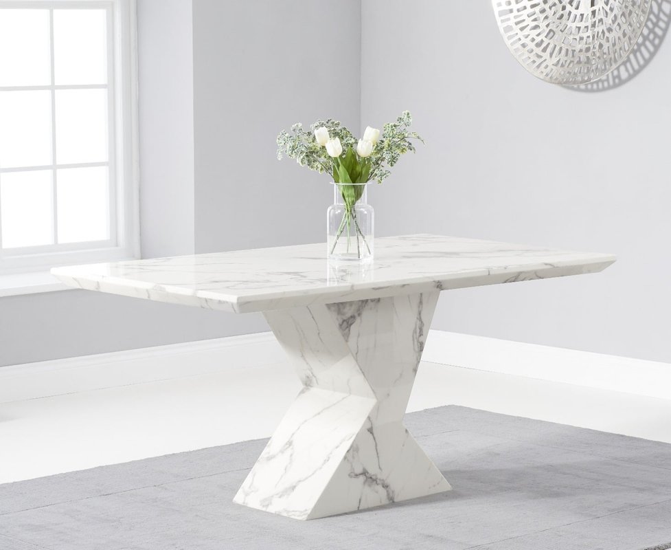 Photo of Aaron 160cm marble white dining table Photo of Aaron 160cm marble white dining table