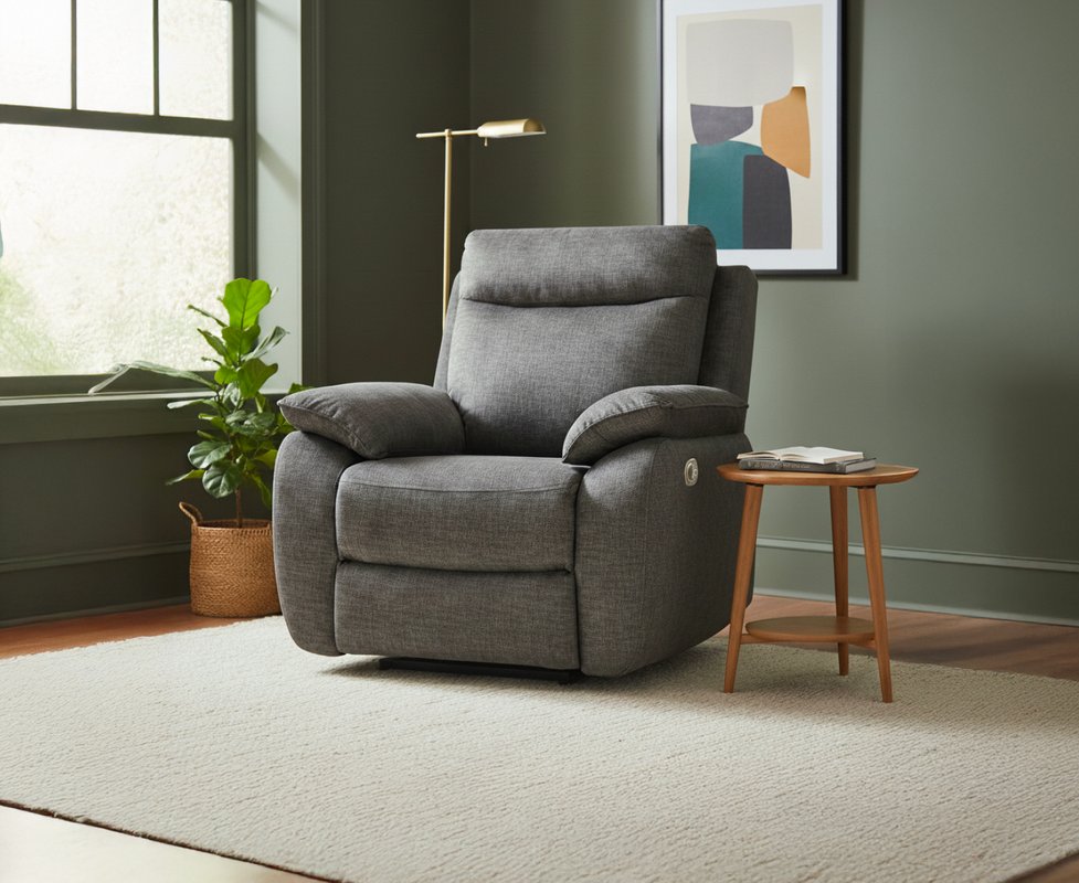 Photo of Albany charcoal fabric recliner armchair Photo of Albany charcoal fabric recliner armchair