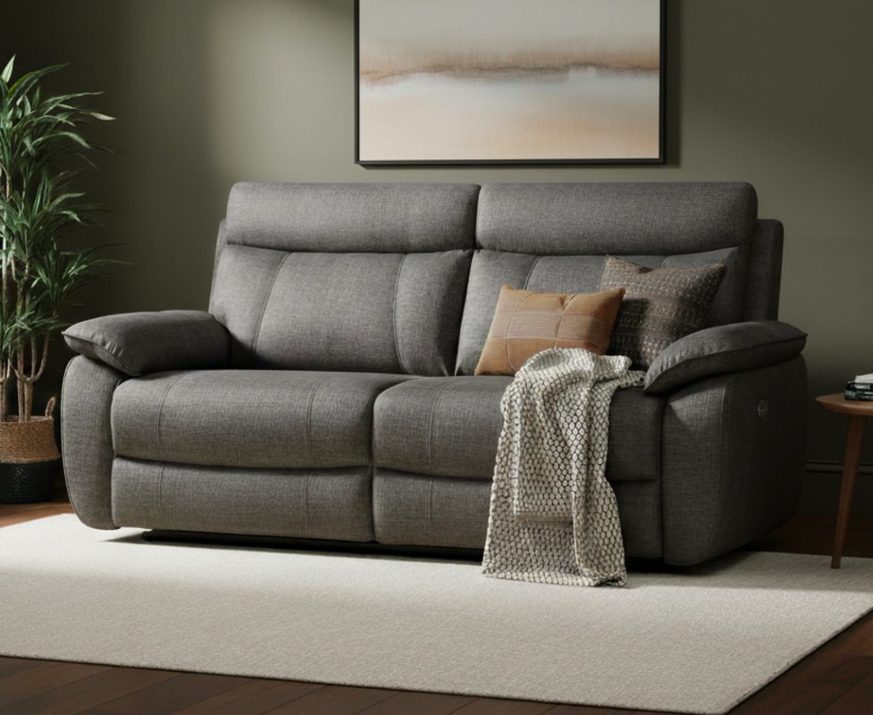 Photo 1 of Albany charcoal fabric 3 seater recliner sofa Photo 1 of Albany charcoal fabric 3 seater recliner sofa