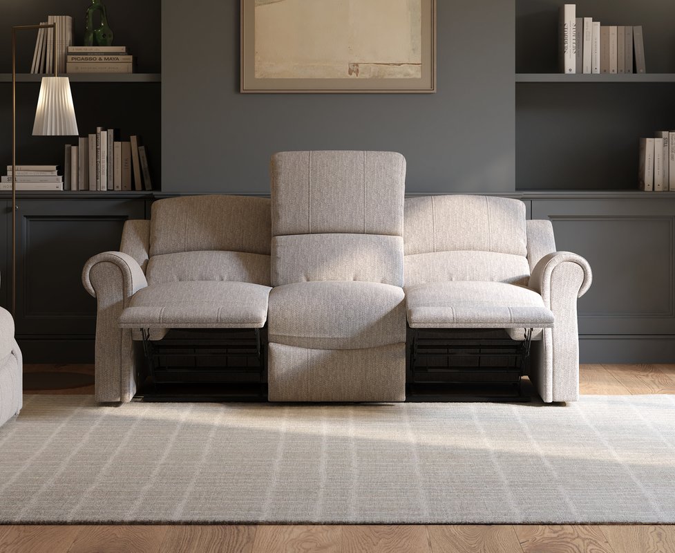 Photo of Aldbourne silver fabric 3 seater recliner sofa Photo of Aldbourne silver fabric 3 seater recliner sofa