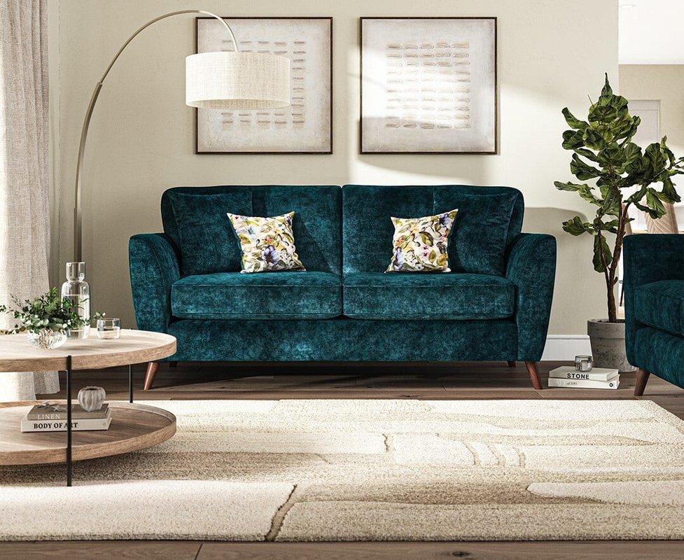 Photo of Naples teal velvet 3 seater sofa Photo of Naples teal velvet 3 seater sofa
