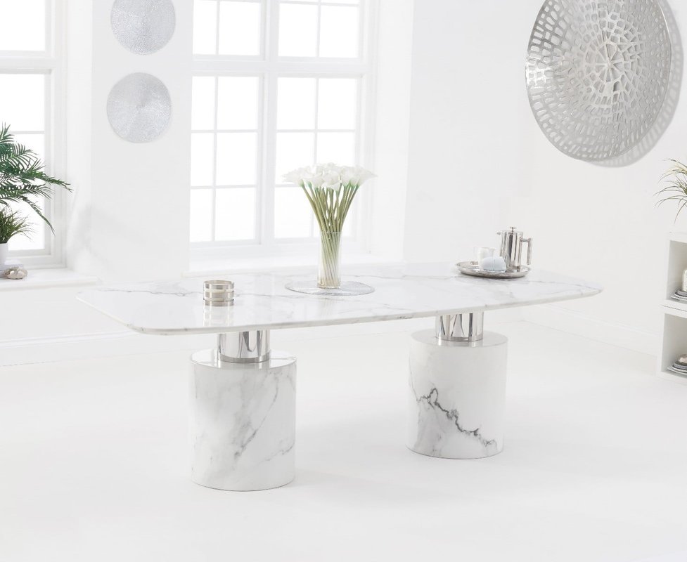 Photo of Antonio 220cm white marble dining table Photo of Antonio 220cm white marble dining table