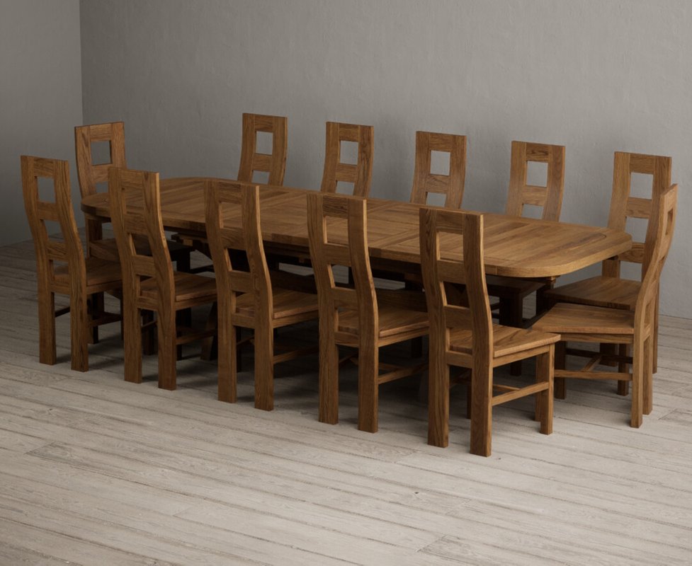 Photo 1 of Extending olympia 180cm rustic solid oak dining table with 12 rustic oak rustic solid oak chairs Photo 1 of Extending olympia 180cm rustic solid oak dining table with 12 rustic oak rustic solid oak chairs