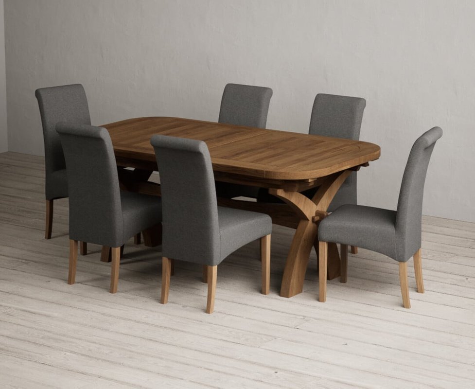 Photo of Extending olympia 180cm rustic solid oak dining table with 8 natural scroll back chairs Photo of Extending olympia 180cm rustic solid oak dining table with 8 natural scroll back chairs