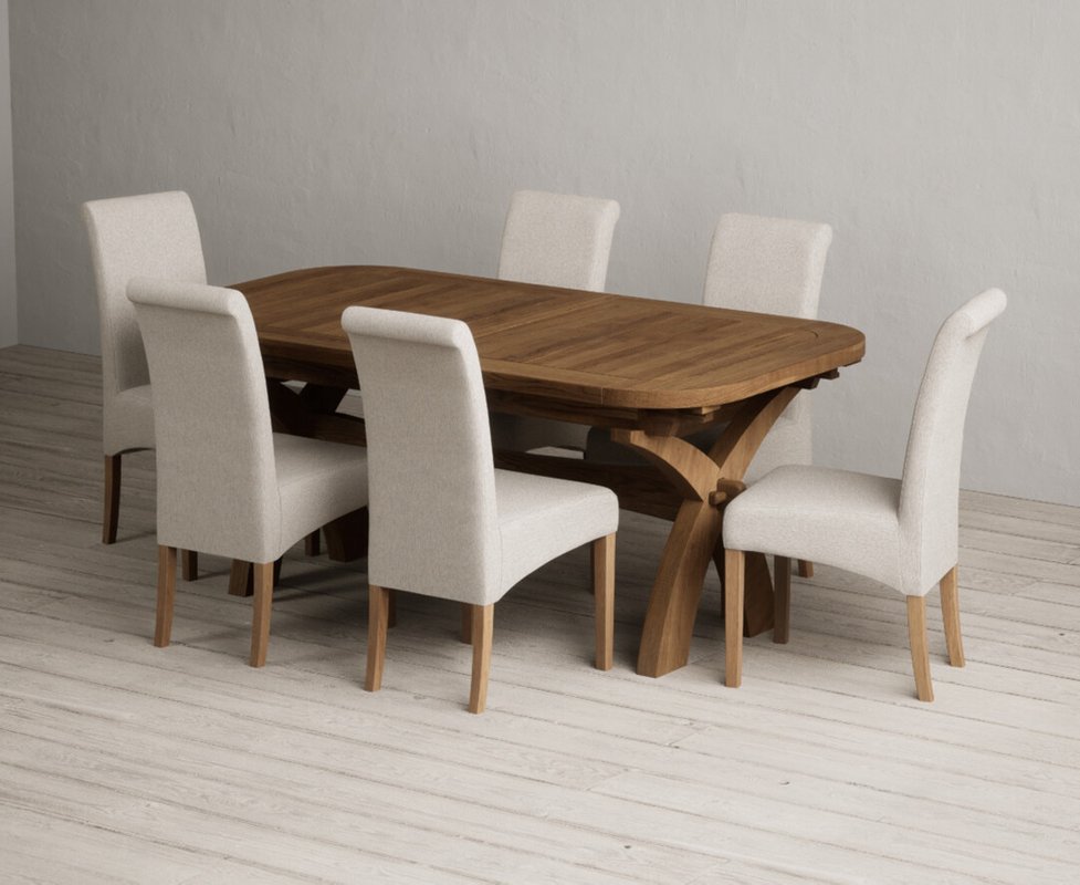 Photo 1 of Extending olympia 180cm rustic solid oak dining table with 6 natural scroll back chairs Photo 1 of Extending olympia 180cm rustic solid oak dining table with 6 natural scroll back chairs