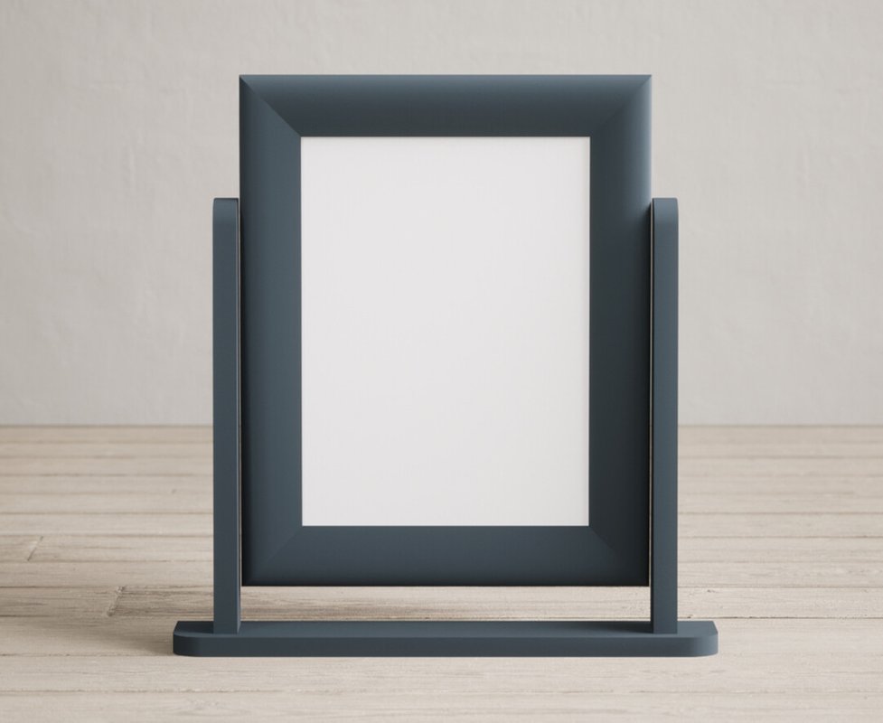 Photo of Blue painted dressing table mirror Photo of Blue painted dressing table mirror