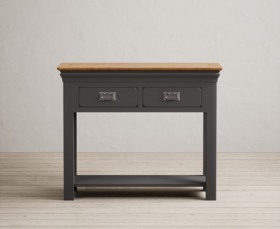 Photo of Charwood oak and charcoal painted console table Photo of Charwood oak and charcoal painted console table