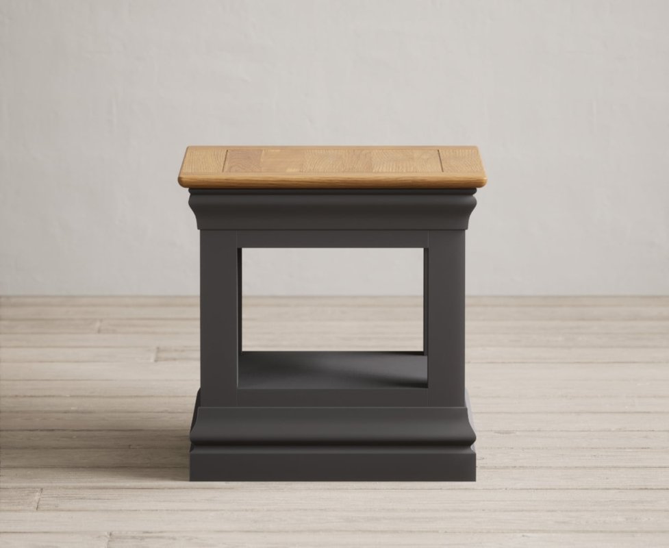 Photo of Charwood oak and charcoal painted lamp table Photo of Charwood oak and charcoal painted lamp table