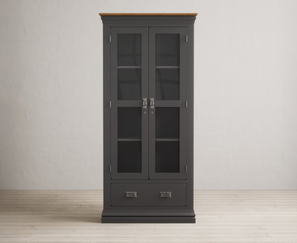 Photo of Charwood oak and charcoal painted display cabinet Photo of Charwood oak and charcoal painted display cabinet