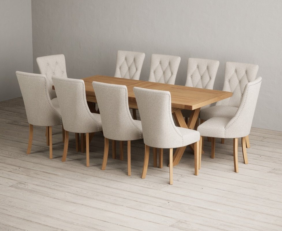 Photo 1 of Extending buckley 160cm solid oak dining table with 10 natural beatrix chairs Photo 1 of Extending buckley 160cm solid oak dining table with 10 natural beatrix chairs