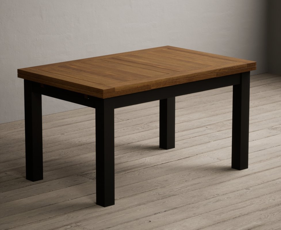 View Extending buxton 140cm oak and black painted dining table View Extending buxton 140cm oak and black painted dining table