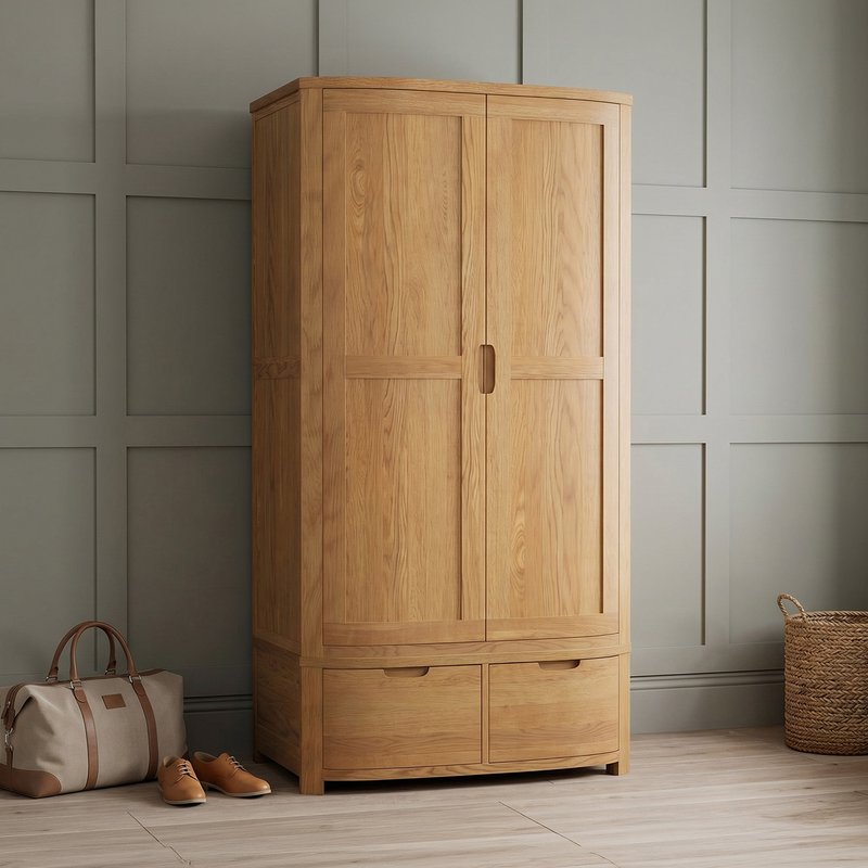 Photo 1 of Somerton curved solid oak double wardrobe Photo 1 of Somerton curved solid oak double wardrobe
