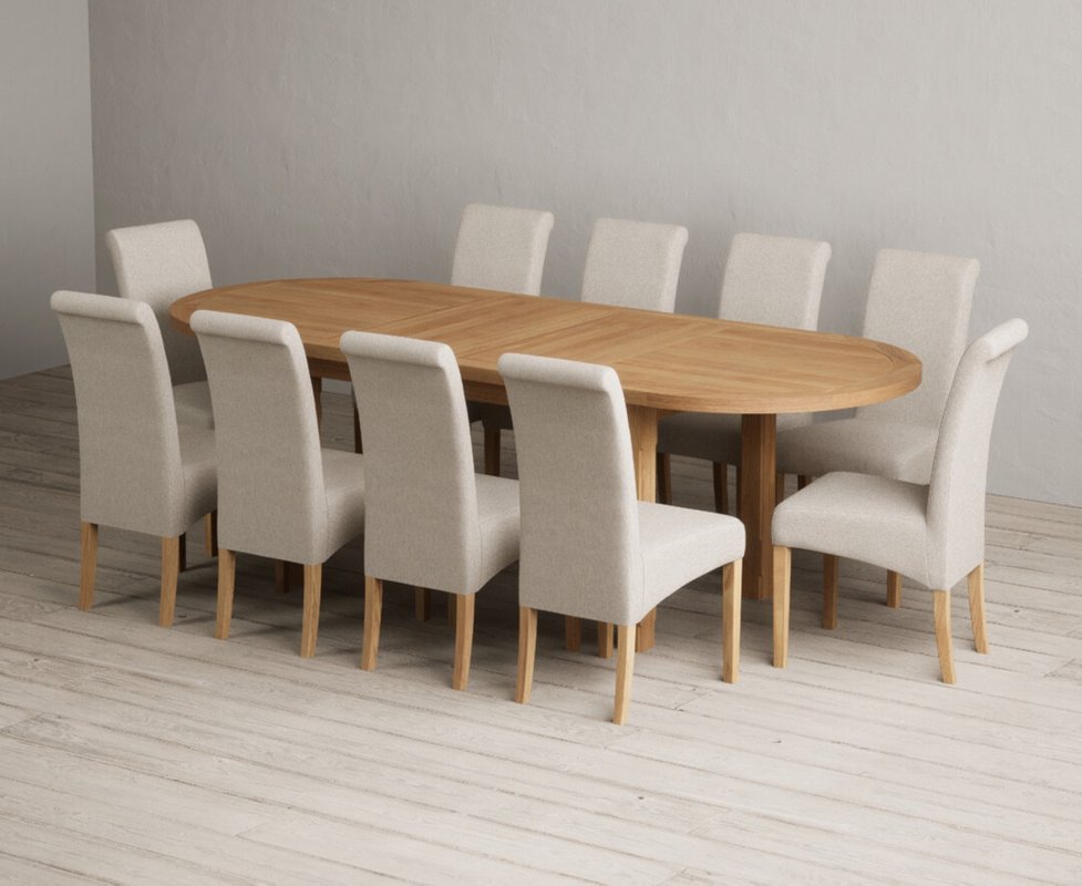 Photo 1 of Extending caversham oak oval dining table with 10 natural scroll back chairs Photo 1 of Extending caversham oak oval dining table with 10 natural scroll back chairs