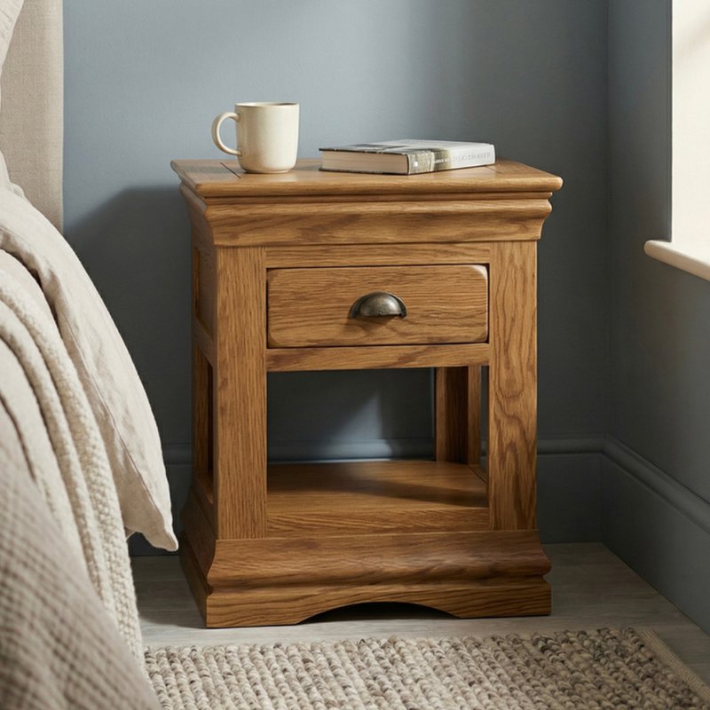 Photo 1 of Burford rustic solid oak 1 drawer bedside table Photo 1 of Burford rustic solid oak 1 drawer bedside table
