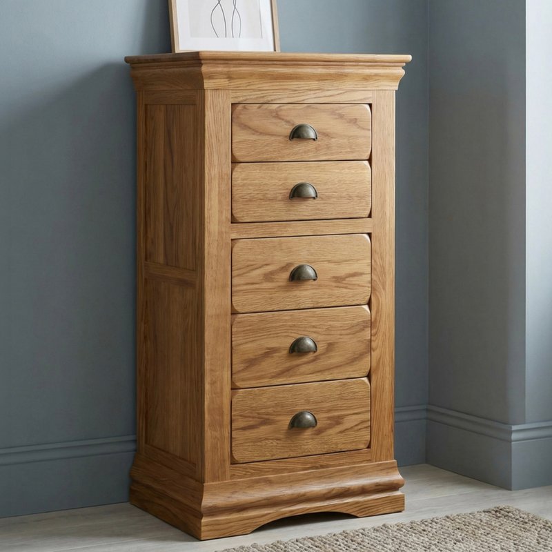 Photo 1 of Burford rustic solid oak 5 drawer tallboy Photo 1 of Burford rustic solid oak 5 drawer tallboy