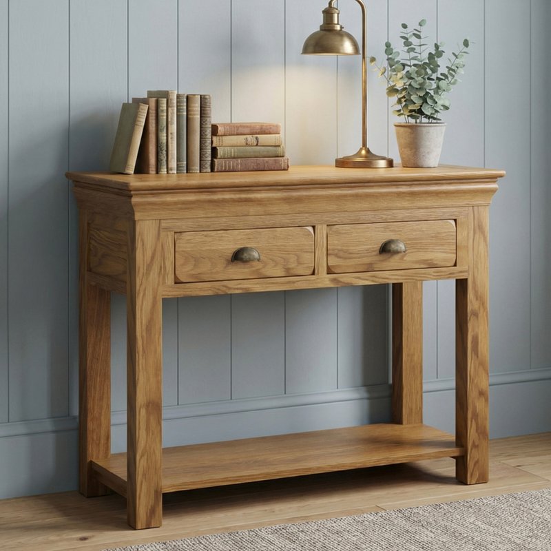 Photo 1 of Burford rustic solid oak console table Photo 1 of Burford rustic solid oak console table