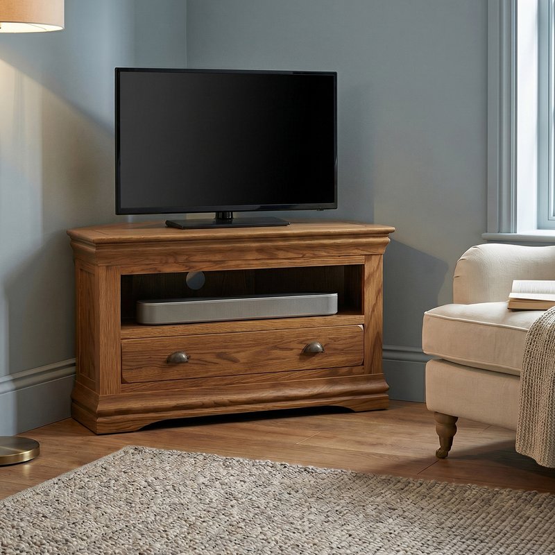 Photo 1 of Burford rustic solid oak corner tv unit Photo 1 of Burford rustic solid oak corner tv unit