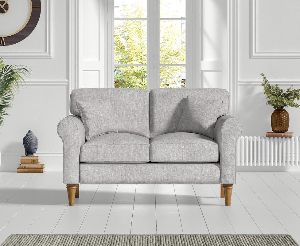 Photo of Darwin light grey fabric two seater sofa Photo of Darwin light grey fabric two seater sofa