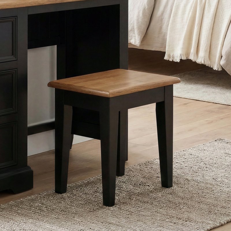 Photo 1 of Charlton oak and black painted dressing table stool Photo 1 of Charlton oak and black painted dressing table stool