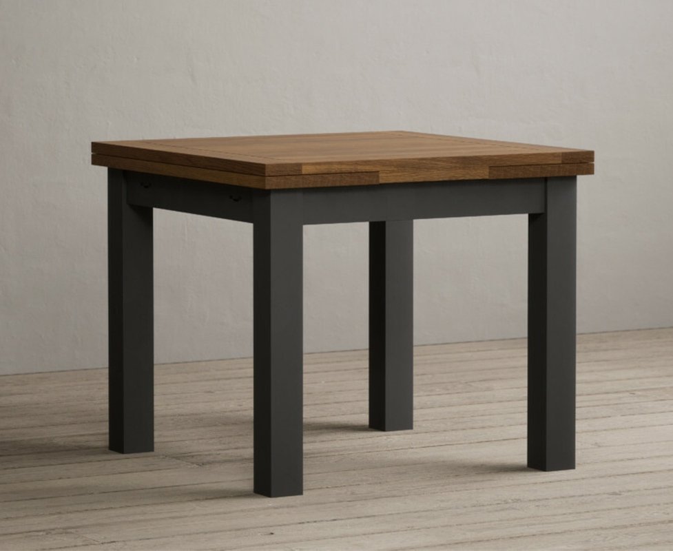 Photo 1 of Extending buxton 90cm oak and charcoal grey painted dining table Photo 1 of Extending buxton 90cm oak and charcoal grey painted dining table