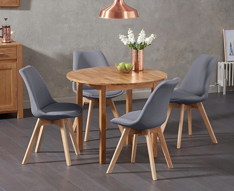 Photo 1 of Extending york 90cm solid oak drop leaf dining table with 4 dark grey orson chairs Photo 1 of Extending york 90cm solid oak drop leaf dining table with 4 dark grey orson chairs