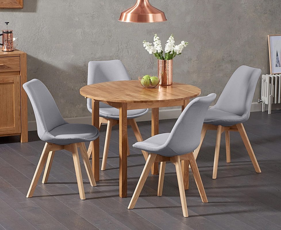Photo 1 of Extending york 90cm solid oak drop leaf dining table with 2 light grey orson chairs Photo 1 of Extending york 90cm solid oak drop leaf dining table with 2 light grey orson chairs