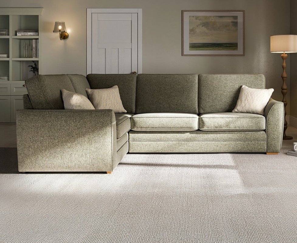 Photo of Bella olive fabric large left hand facing corner sofa Photo of Bella olive fabric large left hand facing corner sofa