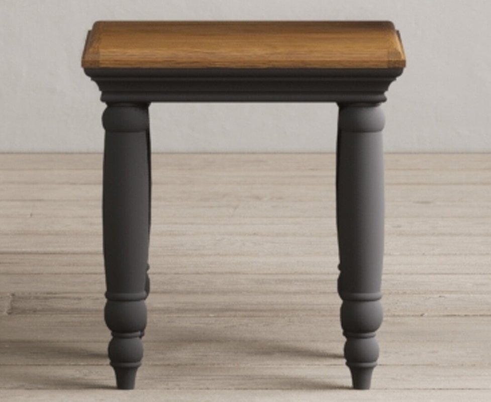 Photo of Francis oak and charcoal grey painted dressing table stool Photo of Francis oak and charcoal grey painted dressing table stool