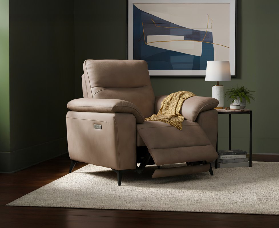 Photo 1 of Sinclair earth brown fabric recliner armchair Photo 1 of Sinclair earth brown fabric recliner armchair