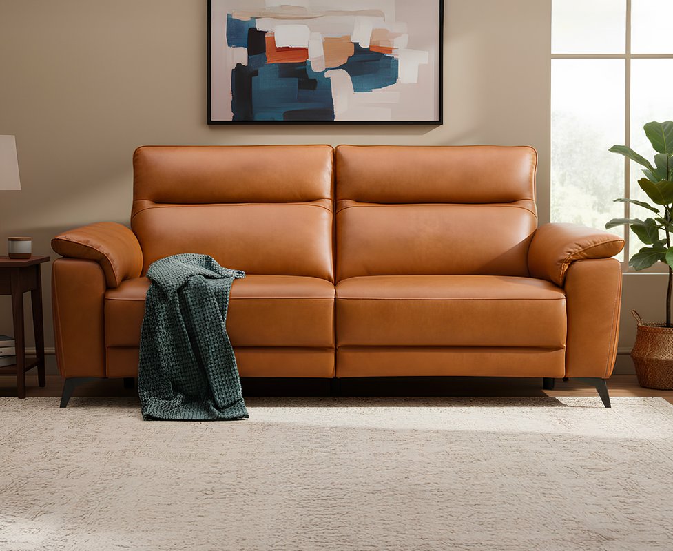 Photo 1 of Sinclair cognac leather 3 seater recliner sofa Photo 1 of Sinclair cognac leather 3 seater recliner sofa