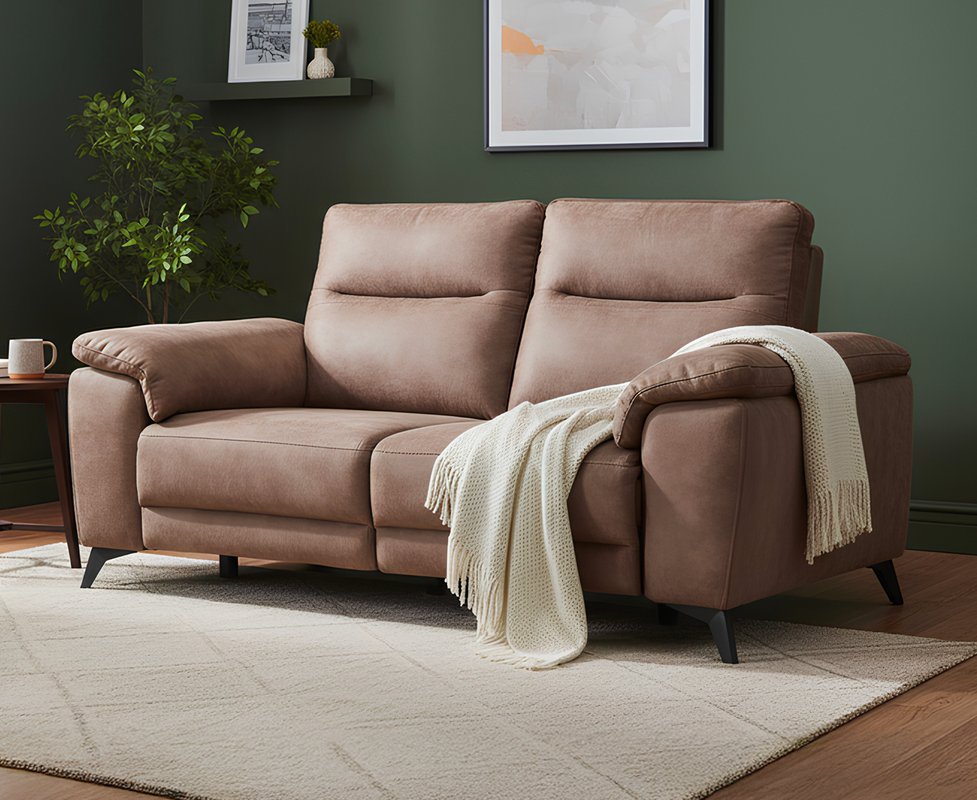 Photo 1 of Sinclair earth brown fabric 3 seater recliner sofa Photo 1 of Sinclair earth brown fabric 3 seater recliner sofa