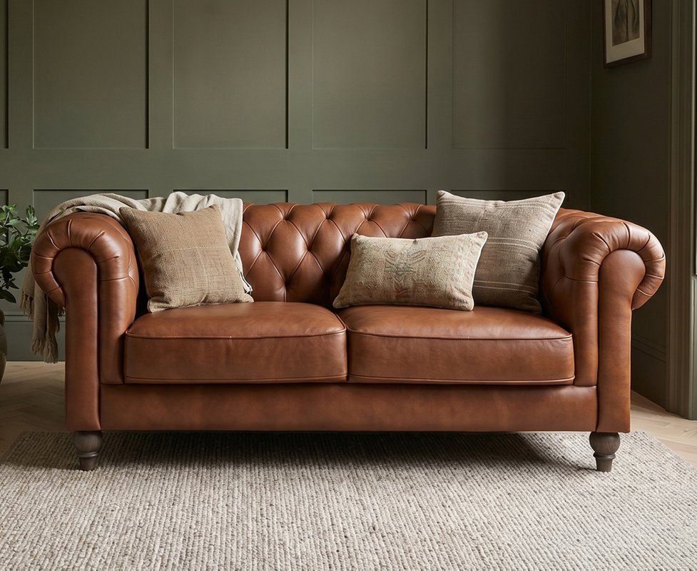 Photo of Jameson chestnut leather 2 seater sofa Photo of Jameson chestnut leather 2 seater sofa