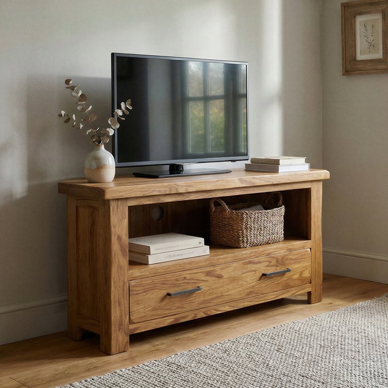Photo 1 of Rustic solid oak corner tv cabinet | dovetail drawer Photo 1 of Rustic solid oak corner tv cabinet | dovetail drawer