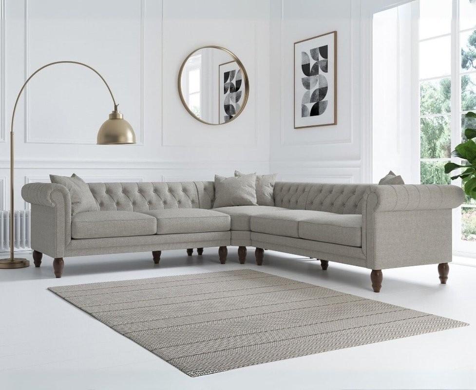 Photo of Bromley medium grey linen corner sofa Photo of Bromley medium grey linen corner sofa