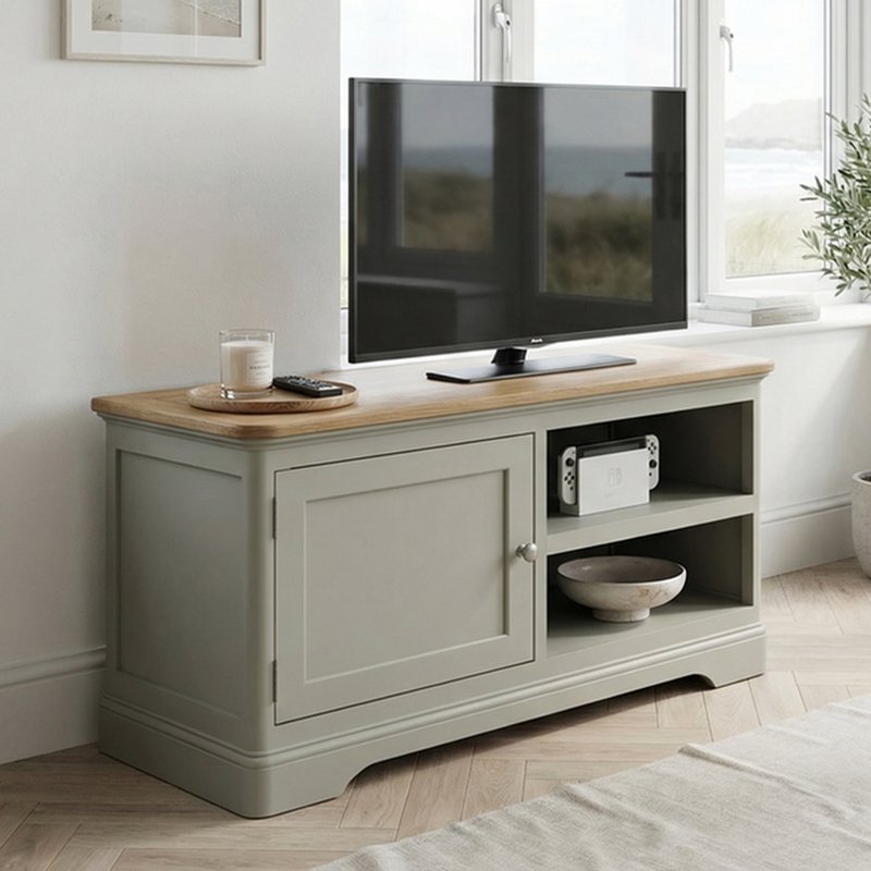 Photo 1 of Brampton soft green painted small tv cabinet Photo 1 of Brampton soft green painted small tv cabinet