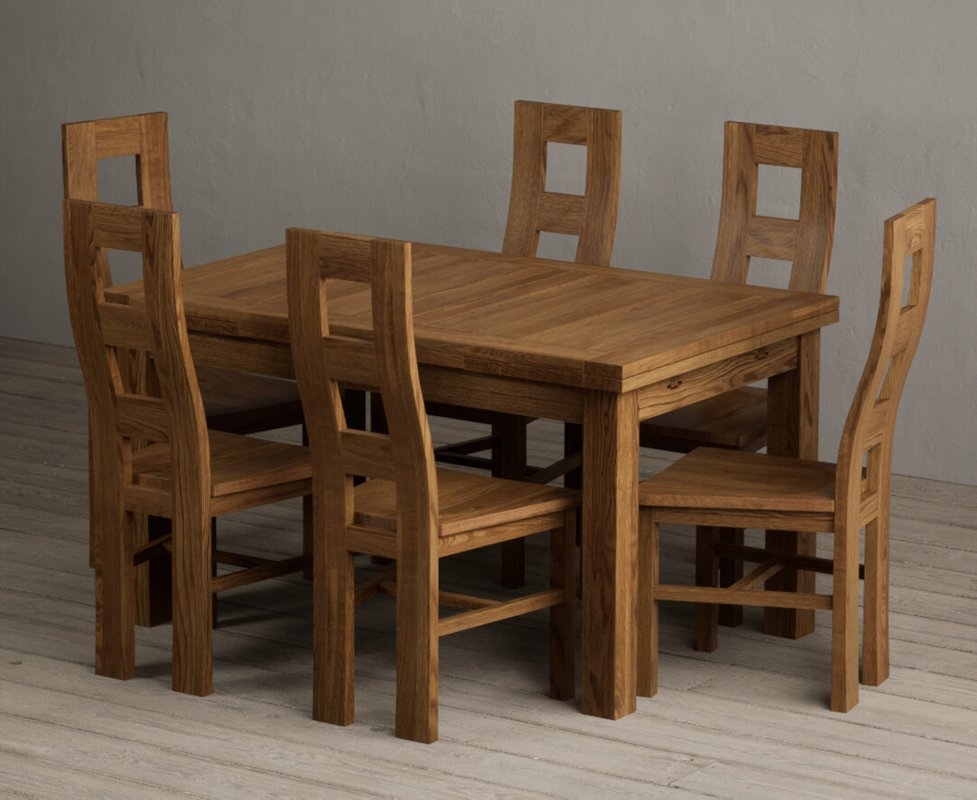 Photo 1 of Extending buxton 140cm rustic solid oak dining table with 6 rustic oak rustic solid oak chairs Photo 1 of Extending buxton 140cm rustic solid oak dining table with 6 rustic oak rustic solid oak chairs