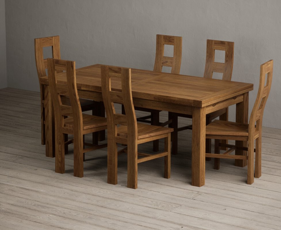 Photo 1 of Extending buxton 180cm rustic solid oak dining table with 6 rustic oak rustic solid oak chairs Photo 1 of Extending buxton 180cm rustic solid oak dining table with 6 rustic oak rustic solid oak chairs