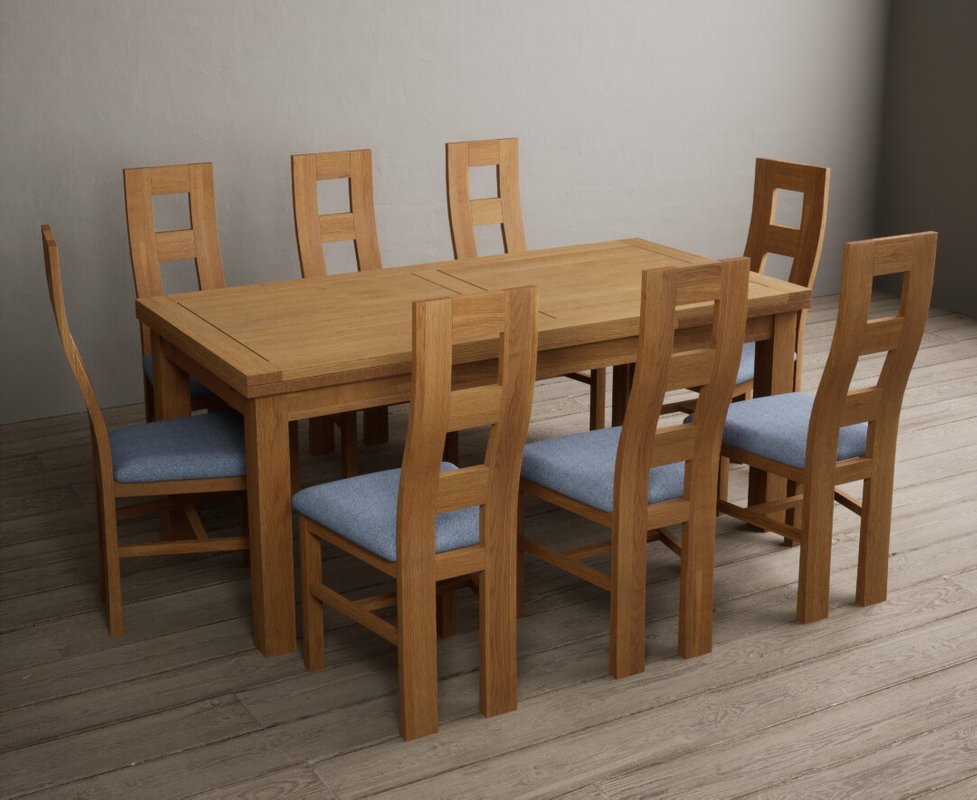 Photo of Extending buxton 180cm solid oak dining table with 6 brown natural chairs Photo of Extending buxton 180cm solid oak dining table with 6 brown natural chairs