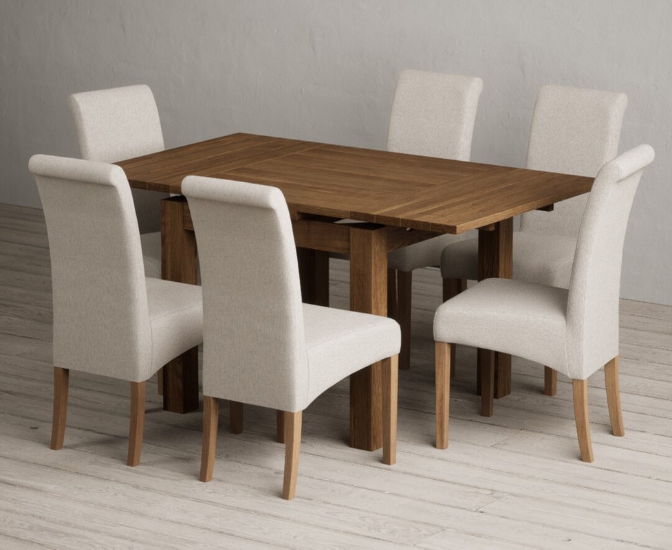 Photo 1 of Extending buxton 90cm rustic solid oak dining table with 6 natural scroll back chairs Photo 1 of Extending buxton 90cm rustic solid oak dining table with 6 natural scroll back chairs