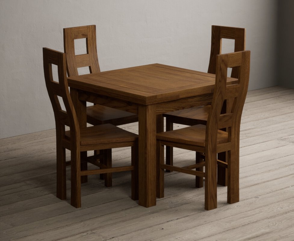 Photo 1 of Extending buxton 90cm rustic solid oak dining table with 4 rustic oak rustic solid oak chairs Photo 1 of Extending buxton 90cm rustic solid oak dining table with 4 rustic oak rustic solid oak chairs
