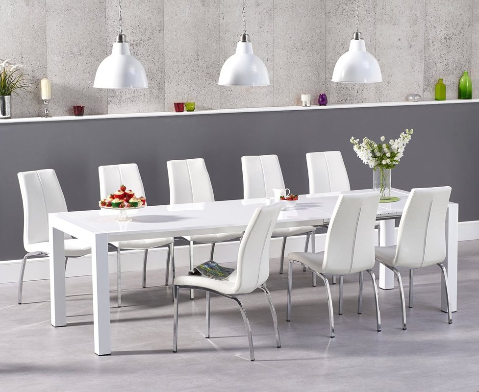 Photo of Extending cleveland white high gloss dining table with 8 white marco chairs Photo of Extending cleveland white high gloss dining table with 8 white marco chairs