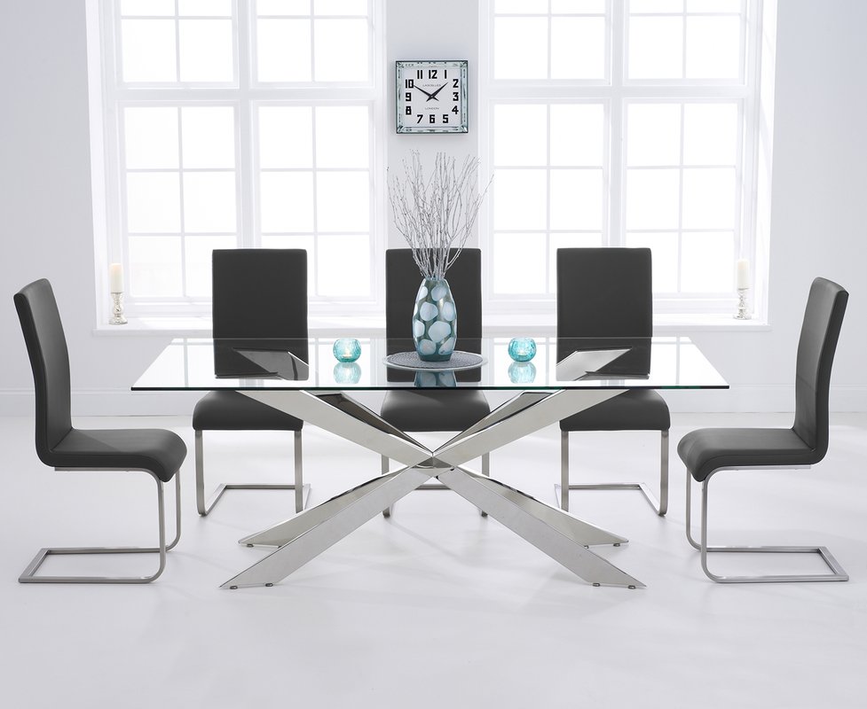 Photo 1 of Canova 200cm glass dining table with 10 black austin chairs Photo 1 of Canova 200cm glass dining table with 10 black austin chairs