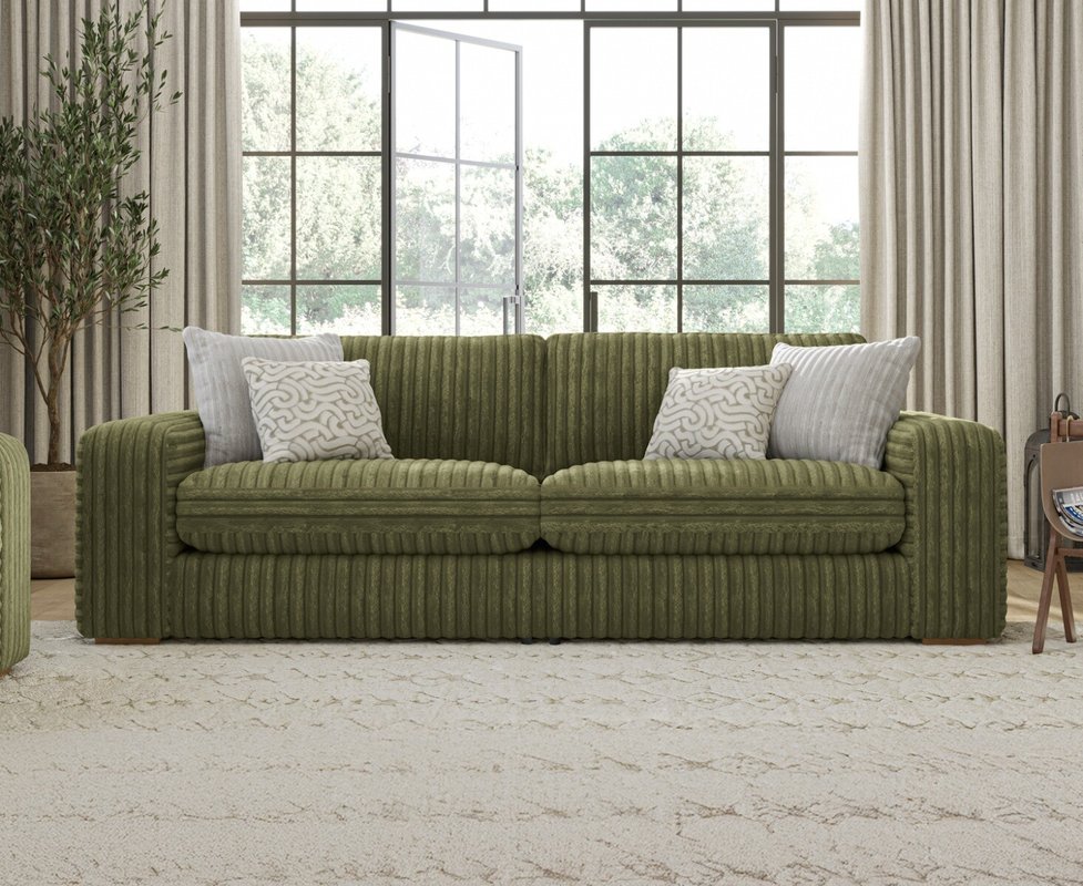 Photo of Milan fern green fabric 4 seater sofa Photo of Milan fern green fabric 4 seater sofa