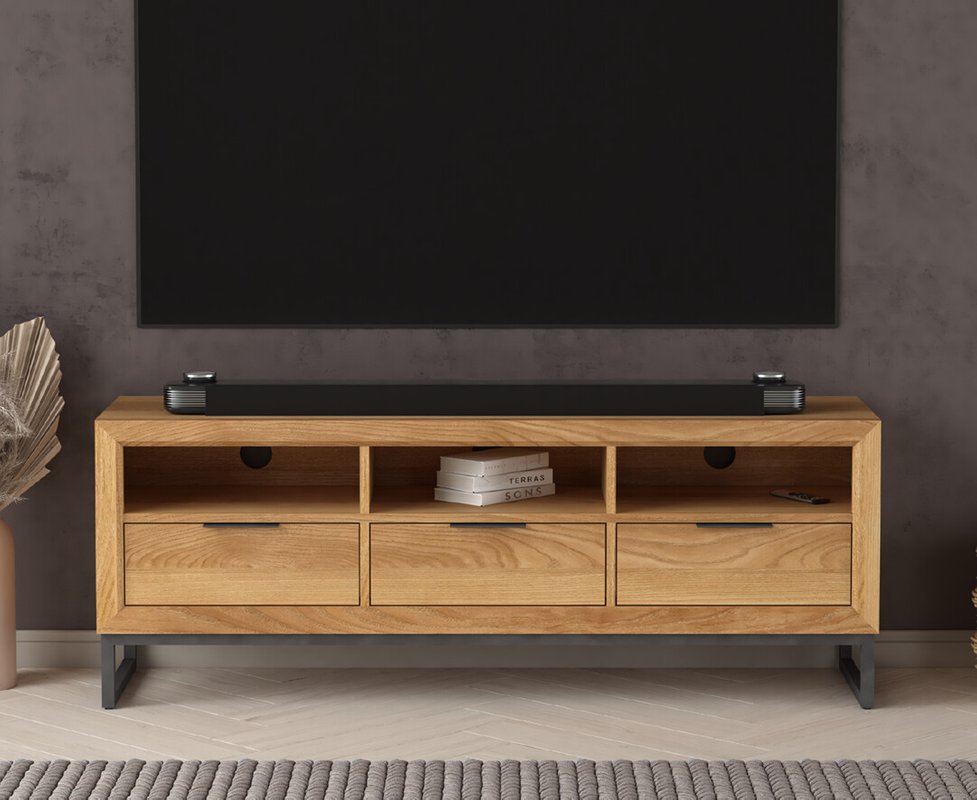 Photo of Loft solid oak widescreen tv cabinet Photo of Loft solid oak widescreen tv cabinet