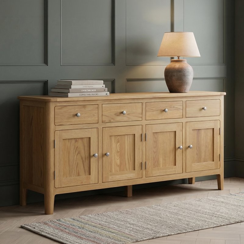 Photo 1 of Extra large solid oak sideboard | wide storage Photo 1 of Extra large solid oak sideboard | wide storage