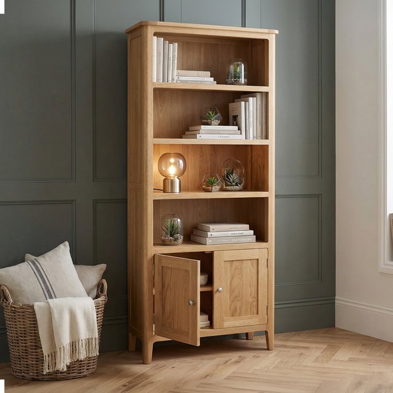Photo 1 of Tall solid oak bookcase with shelves Photo 1 of Tall solid oak bookcase with shelves