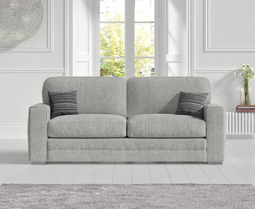 Photo of Madden light grey fabric three seater sofa Photo of Madden light grey fabric three seater sofa