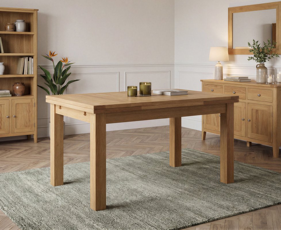 Photo 1 of Extending buxton 140cm solid oak dining table Photo 1 of Extending buxton 140cm solid oak dining table
