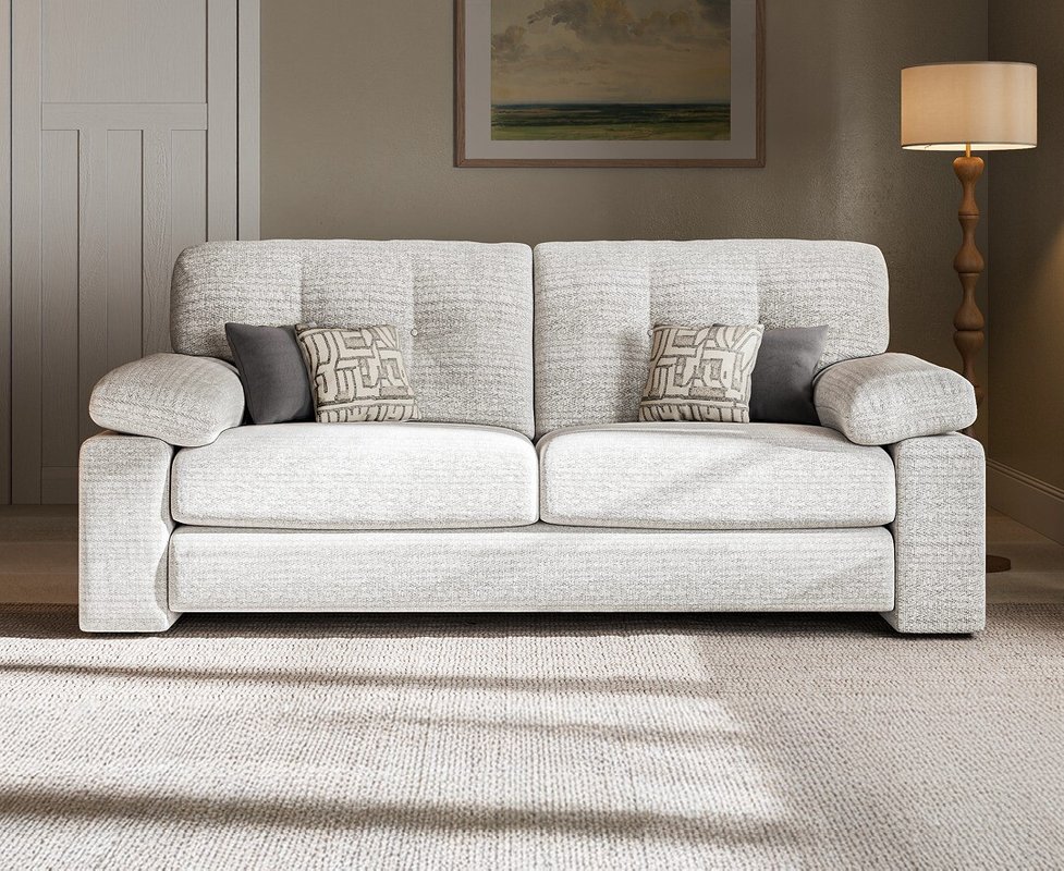 Photo 1 of Helston silver fabric 3 seater sofa Photo 1 of Helston silver fabric 3 seater sofa